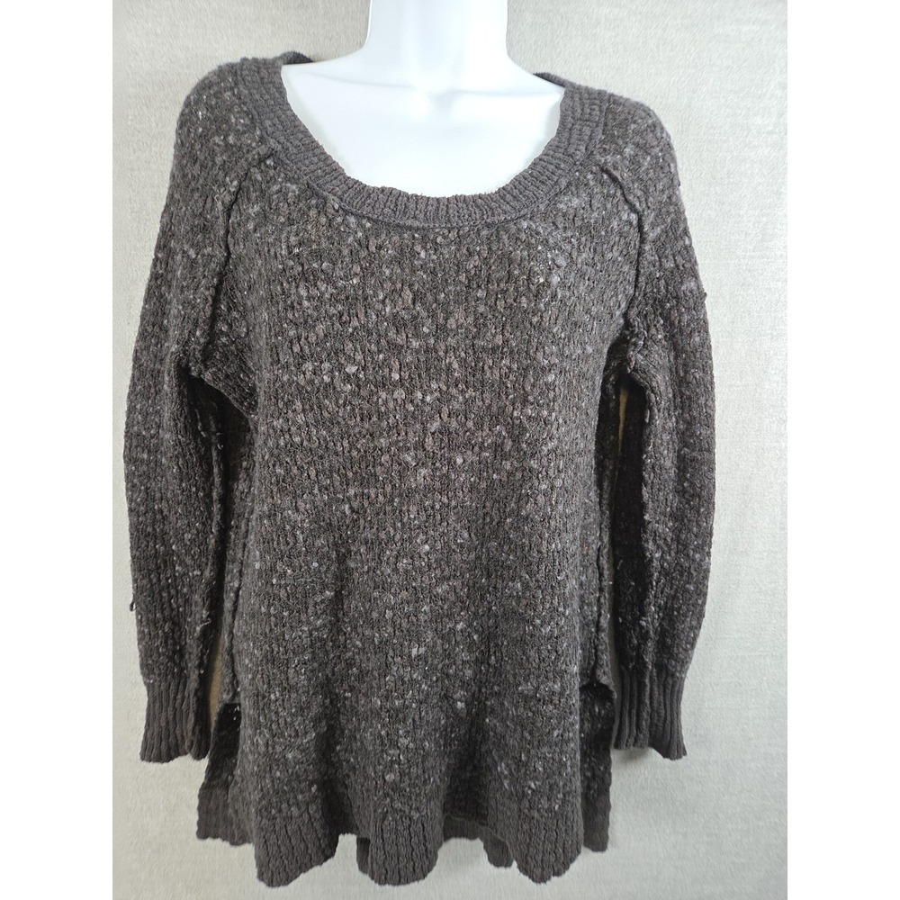 Free People Charcoal Grey Marled Knit Sweater Size XS Wool Blend Chunky Soft